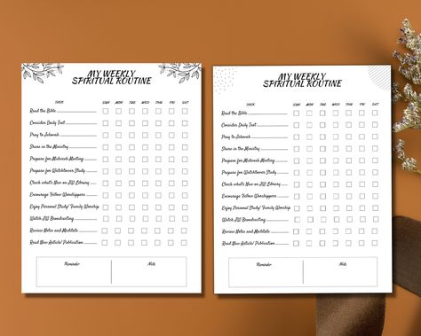 Excited to share the latest addition to my #etsy shop: JW Weekly Spiritual Routine Checklist, JW Spiritual Goal Tracker, Jehovah Spiritual Routine, Jw Library, Letter Writing Template, Black And White Designs, Routine Checklist, Goal List, Jehovah Witness Quotes, Jehovah Witness, Personal Bible Study