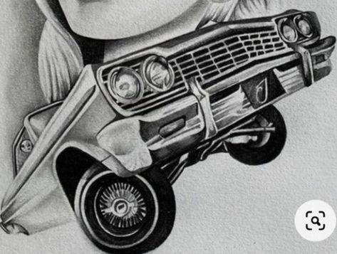 Car Outline Tattoo, Lowrider Tattoo, Car Drawing Easy, Car Outline, Chicano Lettering, Outline Tattoo, Lowrider Art, Chicano Art Tattoos, Chicano Drawings