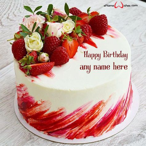 Birthday Greetings Images with Name - eNameWishes Best Birthday Cake Images, Happy Birthday Cake Writing, Write Name On Cake, Beautiful Birthday Cake, Birthday Cake Images, Birthday Cake Write Name, Fruit Birthday Cake, Birthday Cake Decor, Birthday Cake Writing