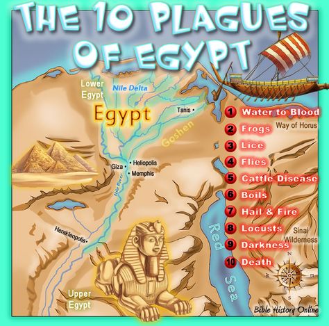 The Ten Plagues in the Land of Egypt in the Bible Map and History. Go to https://missionbibleclass.org/ for more children's ministry resources. The 10 Plagues Of Egypt, 10 Plagues Of Egypt, Bible Maps, 10 Plagues, Plagues Of Egypt, Ten Plagues, Geography For Kids, Bible Mapping, Free Bible Study