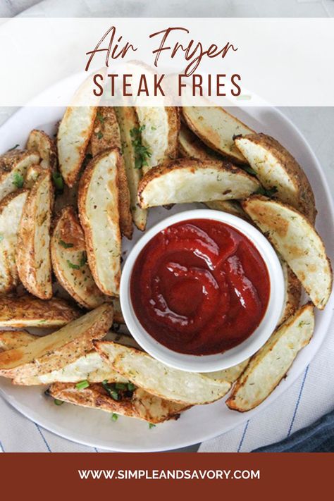 Air Fryer Steak Fries From Scratch Air Fry Steak And Potatoes, Air Fry Steak Fries, Steak Potatoes Air Fryer, Steak Fries In Air Fryer, Medium Rare Air Fryer Steak, Gravy Fries, Spicy Steak, Fried Steak Recipes, Air Fryer Steak