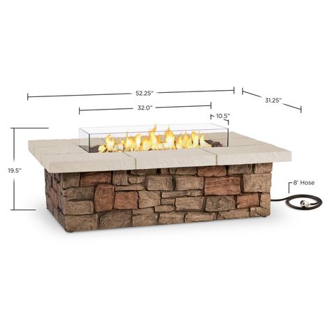 Real Flame Sedona Rectangle Propane Gas Fire Table with Optional Tank Cover Faux Stacked Stone, Propane Fire Table, Natural Gas Fire Pit, Propane Fire Pit Table, Gas Fire Table, Flagstone Patio, Gas Fire Pit Table, Real Flame, Propane Fire Pit