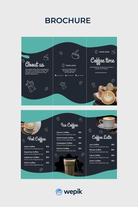 Brochure Coffee Design, Cafe Brochure Design Ideas, Coffee Brochure Design Ideas, Coffee Shop Brochure Design, About Us Instagram Post, Coffee Shop Brochure, Cafe Brochure, Coffee Brochure, Cafe Ideas Design