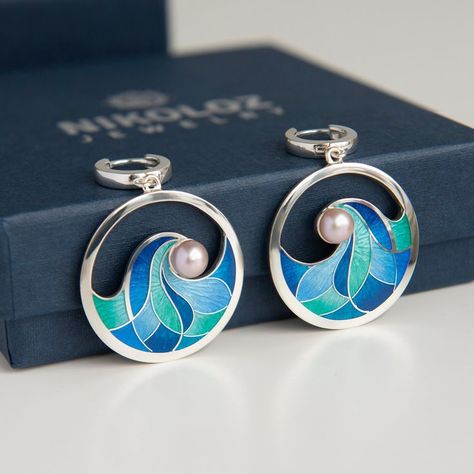 Sea Wave Open Earrings With Rose Pearls Sterling Silver 925 Cloisonne Enamel Round Earrings Blue Turquoise Earrings Enamel Jewelry in 2022 | Sea waves, Cloisonne enamel, Pearl sterling silver Cloissone Jewelry, Mens Diamond Jewelry, Cloisonne Enamel Jewelry, Micro Mosaic Jewelry, Cloisonne Jewelry, Wave Jewelry, Cloisonne Earrings, Handmade Silver Jewellery, Art Jewelry Design