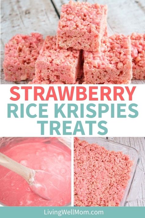 Strawberry Marshmallow Fluff, Strawberry Marshmallow, Bread Loaf Pan, Strawberry Sweets, Krispie Treats Recipe, Rice Krispies Treats, Krispies Treats, Cereal Treats, Low Carb Cheesecake