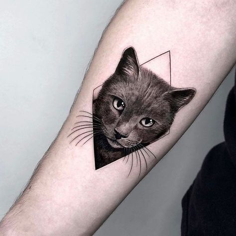 Cat Portrait Tattoo, Black Cat Tattoo, Cat Portrait Tattoos, Minimalistic Tattoo, Dog Memorial Tattoos, Chrysanthemum Tattoo, Birthday Tattoo, Black Cat Tattoos, Tattoo Forearm