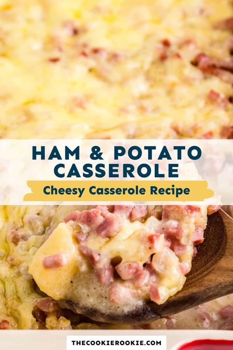 Dinner Recipes Ham, Cheesy Ham Casserole, Cheese Potato Casserole, Cheesy Casserole Recipes, Ham Casserole Recipes, Ham And Potato Casserole, Cheese Potato, Cheesy Ham, Ham Potato