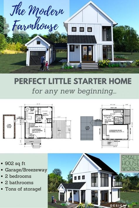 Eco Friendly House Plans, Starter Homes, Homes Farmhouse, House Plans For Sale, House Plan With Loft, House Plans Ideas, Farmhouse Designs, 1000 Sq Ft, Little House Plans