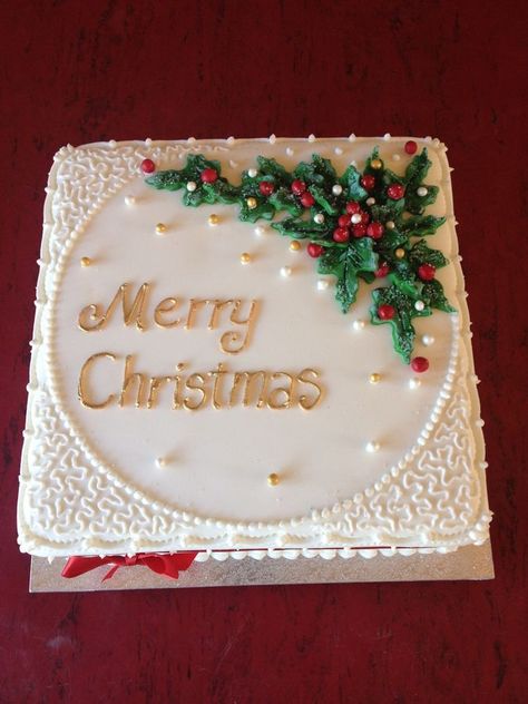 Square Cake Design, Christmas Birthday Cake, Winter Torte, Christmas Cakes Easy, Christmas Themed Cake, Fondant Cake Designs, Christmas Cake Designs, New Year's Cake, Simple Cake Designs