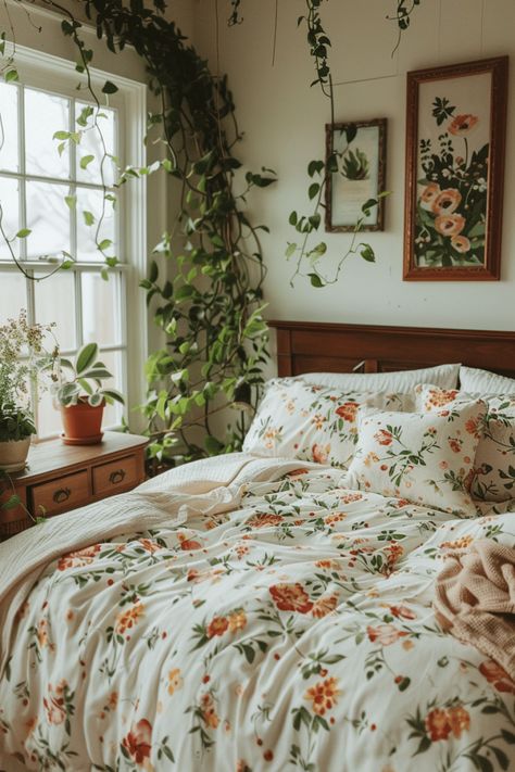 80+ Gorgeous Cottagecore Bedroom Ideas Feminine Guest Room Ideas, Cottage Pop Aesthetic, Cottage Room Ideas, Vintage Feminine Bedroom, Floral Bedroom Aesthetic, Whimsical Cottages, Cottagecore Aesthetic Bedroom, Cottagecore Bedrooms, Botanical Academia