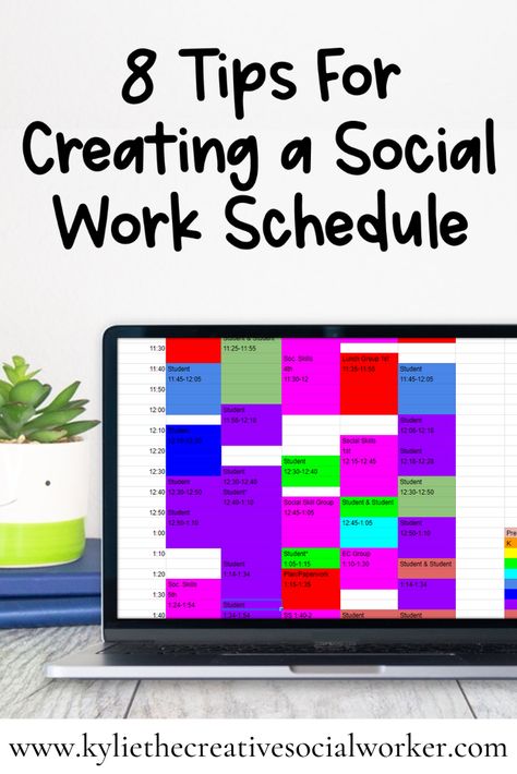 8 Tips For Creating a Social Work Schedule - Kylie The Creative Social Worker | All rights reserved Social Work Organization Ideas, Social Worker Caseload Organization, Case Worker Organization, Social Work Tools, Meet The School Social Worker, School Social Work Outfits, Social Worker Office Decor Ideas, High School Social Work, Social Work Organization