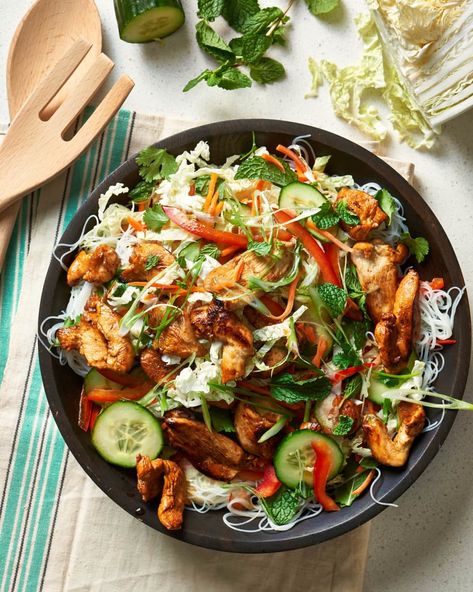 Vietnamese Chicken Salad Bowl Recipe | Kitchn Chicken Noodle Salad Recipe, Chicken Noodle Salad, Chicken Salad Bowls, Vietnamese Chicken Salad, Vietnamese Salad, Vietnamese Noodle Salad, Salad Bowl Recipes, Vietnamese Chicken, Salad With Chicken