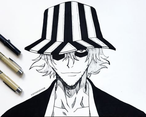 Rapid Drawing Ideas Easy, Anime Sketch Bleach, Urahara Kisuke Sketch, Urahara Kisuke Drawing, Bleach Anime Drawing, Bleach Drawing Sketch, Bleach Anime Art Drawing, Bleach Sketch, Tips On Drawing