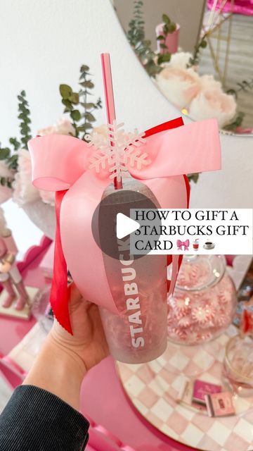 Shelby Parks on Instagram: "Save this for the next time you need an easy gift! 

Starbucks gift cards are such a hit particularly this time of year but just tossing them in a card and calling it a day can feel a bit… 😴 

But they just released their holiday cold cups which is a cute and easy way to ✨zhuzh it up✨

And I personally love their cold cups - I use it for my at home coffee all the time! 

An easy $5 way to turn a gift into a ~present~

*Comment SUPPLIES to get everything I used sent to your inbox 💌

#giftideas #giftidea #howto #giftcardwrapping #giftcardholder #giftwrapping #gifts #giftguide #diygifts #coffeelover #starbucks #starbucksholiday #giftwrappingideas" Coffee Gift Card Ideas Christmas, Starbucks Gift Card Ideas Christmas, Food Gift Card Ideas, Starbucks Gift Card Aesthetic, Starbucks Christmas Gift Ideas, Cute Gift Card Presentation Christmas, Everything But A Cup, Pink Christmas Gift Ideas, Starbucks Cup Gift Filled