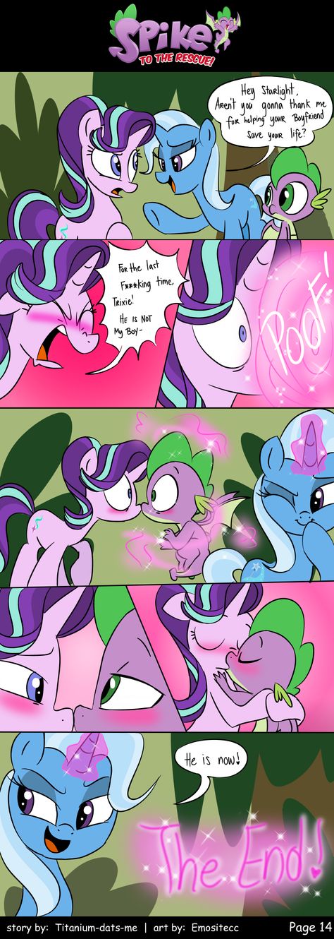 #1713173 - artist:emositecc, blushing, comic, comic:spike to the rescue, dialogue, dragon, hundreds of users filter this tag, kissing, now kiss, pony, safe, shipper on deck, shipping, sparlight, speech bubble, spike, spoiler:s08, starlight glimmer, straight, sudden kiss, teleportation, trixie, unicorn, winged spike - Derpibooru - My Little Pony: Friendship is Magic Imageboard Mlp Kiss, Spike X Starlight, Starlight Glimmer X Trixie, Mlp Comics Ships, Mlp Thorax X Spike, Mlp Spike X Starlight, Mlp Flash X Twilight, Mlp Fluttershy X Discord Comic, Mlp Spike