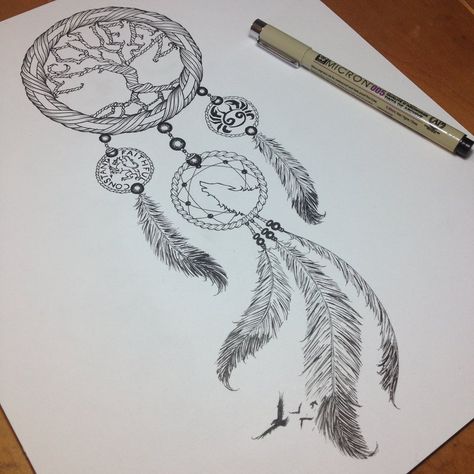 dream Atrapasueños Tattoo, Tree Sleeve Tattoo, Dream Catcher Tattoo Design, Tattoo Dotwork, Dream Catcher Tattoo, Geniale Tattoos, Original Tattoos, Arrow Tattoos, Wolf Tattoos