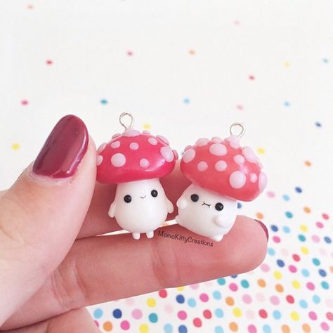 Let’s go Mushroom Hunting                                                                                                                                                                                 More Fimo Kawaii, Polymer Clay Kawaii, Mushroom Hunting, Polymer Clay Figures, Polymer Clay Diy, Polymer Clay Jewelry Diy, Polymer Crafts, Cute Polymer Clay, Polymer Clay Miniatures