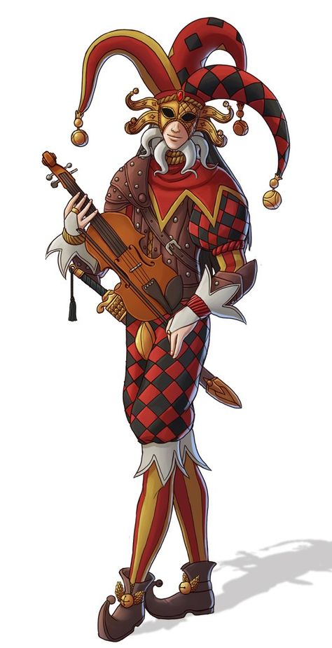 Brett Neufeld on Twitter: "Commission for Purple Duck Games.… " Circus Fantasy Art, Jester Outfit, Court Jester, Humanoid Creatures, Joker Art, Clown Costume, Urban City, Fantasy Costumes, Arte Fantasy