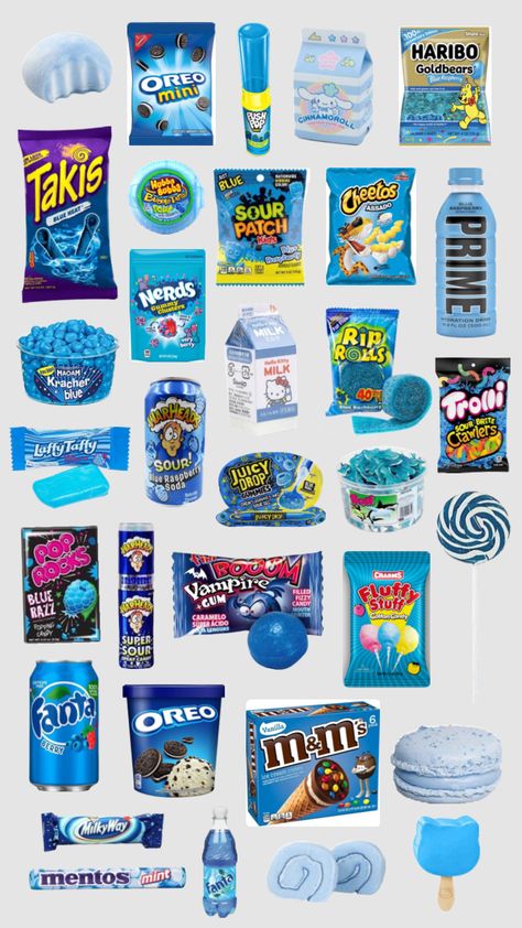 #food #snack #blue #blueaesthetic #bluesnack #foodinspo #foodshuffle Blue Snack Basket Ideas, Blue Packaged Food, Blue Snacks Aesthetic, Blue Candy Basket, Army Navy Food, Blue Themed Snacks, Blue Food Basket, Blue Themed Food Platter, Blue Snack Basket