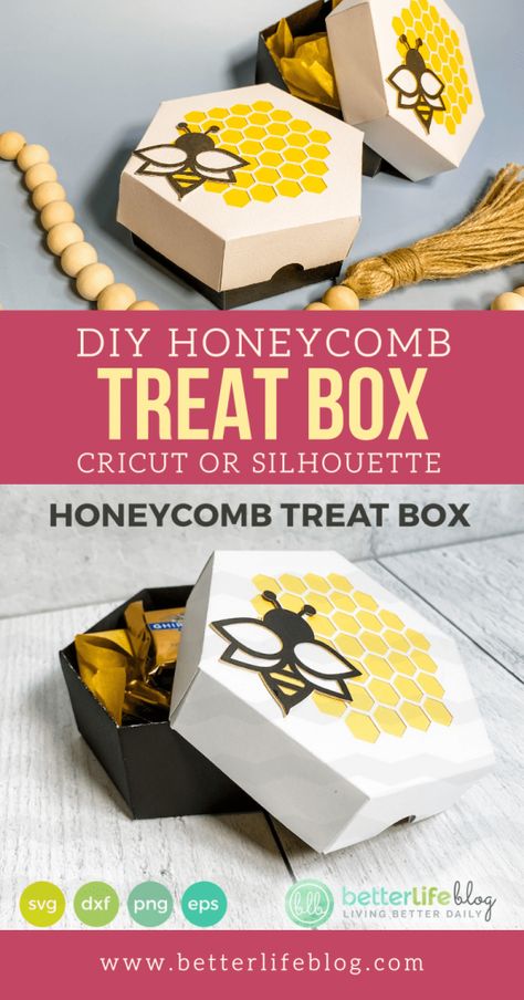 Bee Birthday Theme, Bee Ideas, Diy Honeycomb, Bee Boxes, Maker Project, School Theme, Bee Birthday, 3d Shadow Box, Treat Box