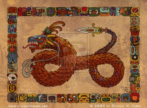 Mythical Creatures: American Dragon (North, Central and South) Quetzalcoatl Art, East Asian Dragon, American Dragon, Feathered Serpent, Ancient Drawings, Rainbow Serpent, Mayan Art, Asian Dragon, Supernatural Beings