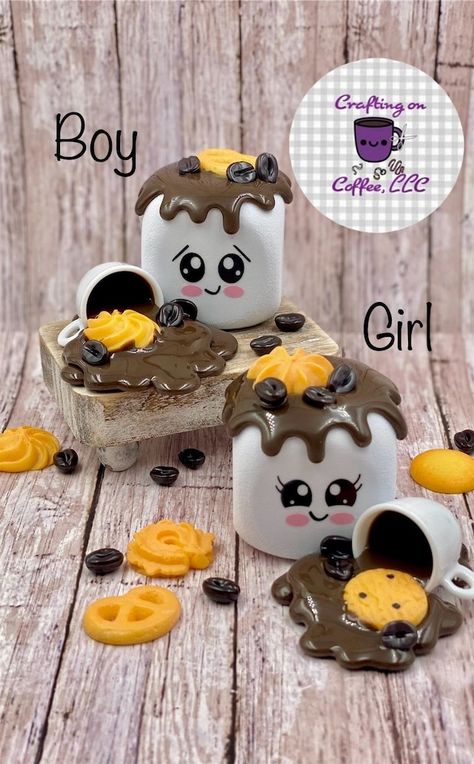 CraftingonCoffeeLLC - Etsy Coffee Station Party, Dice Crafts, Marshmallow Face, Easter Marshmallow, Marshmallow Crafts, Fake Food Props, Baking Crafts, Neutral Home Decor, Block Craft