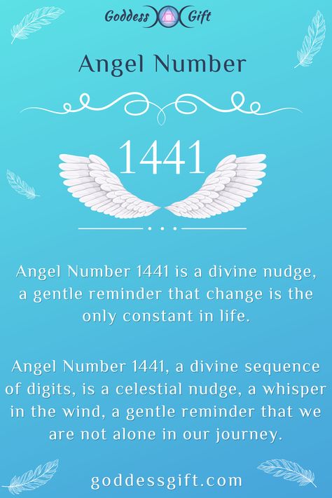 Angel Number 1441, a divine sequence of digits, is a celestial nudge, a whisper in the wind, a gentle reminder that we are not alone in our journey. Learn more - https://goddessgift.com/angels/1441/ #AngelNumber1441 #DivineGuidance #Numerology #SpiritualAwakening #Manifestation #ChangeIsGood #GrowthMindset #SpiritualJourney #NumerologyMeaning #AngelMessages #GoddessGift #ManifestYourDreams 1441 Meaning, A Gentle Reminder, Angel Number Meanings, Divine Timing, Number Meanings, Material World, Angel Messages, Spiritual Messages, Angel Number