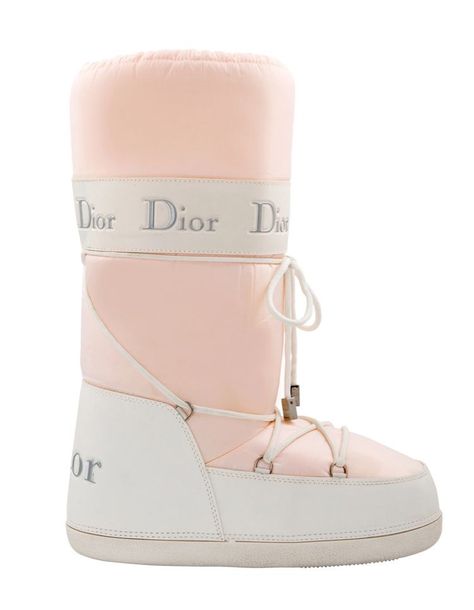 Dior Winter Boots, Dior Winter, Dior Pink, Dior Logo, Moon Boots, John Galliano, Pink Logo, Material Girls, Metallic Accents