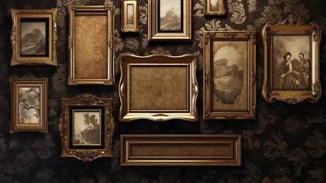 Picture Frames Vintage, Baroque Border, Empty Background, Frames Vintage, Baroque Frames, Antique Picture Frames, Frame Border Design, Old Picture Frames, Gold Frames