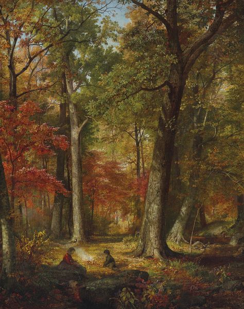 William Trost Richards (1833-1905) | Autumn Woods | 19th Century, Paintings | Christie's Autumn Painting Aesthetic, Fall Oil Paintings, Autumn Painting Wallpaper, Fall Paintings Aesthetic, Vintage Autumn Illustration, Fall Vintage Painting, Oil Painting Autumn, Autumn Video, Autumn Trees Painting