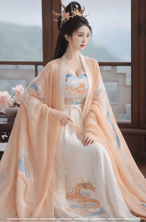 Asian Fantasy Clothing, Ancient Chinese Dress Princesses, Empress Hanfu, Ancient Chinese Clothing Woman, Chinese Empress Dress, Queen Outfits Royal, Ancient Korean Clothing, Female Hanfu, Ancient China Clothing