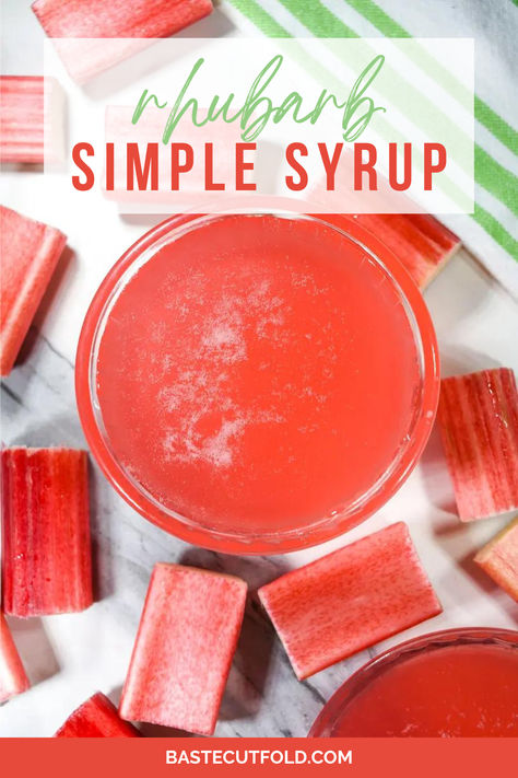 Made with fresh rhubarb stalks, this simple syrup adds a bright spring flavor (and a pretty pop of pink!) to cocktails, iced tea, and lemonade. Rhubarb Iced Tea, Rhubarb Simple Syrup, Homemade Simple Syrup, Rhubarb Tea, Simple Syrup Recipe, Easy Pudding Recipes, Fresh Rhubarb, Rhubarb Syrup, Whoopie Pie Recipe