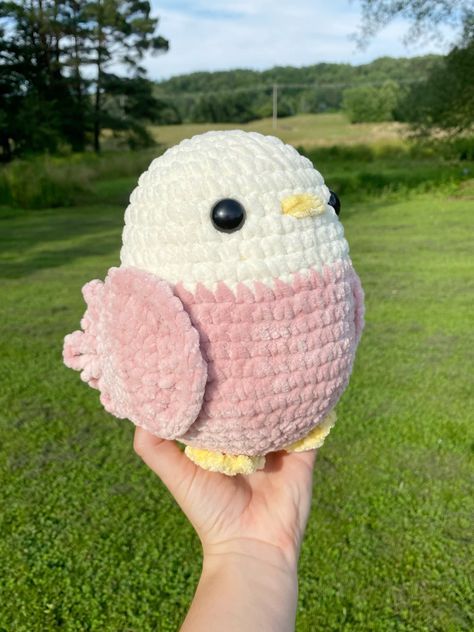 Crochet plushies Crochet Plush Animals, Easy Crochet Birds Free Pattern, Free Jumbo Crochet Patterns, Crochet Parakeet, Jumbo Amigurumi, Whimsical Characters, Easy Crochet Animals, Crocheting Ideas, Crochet Cow