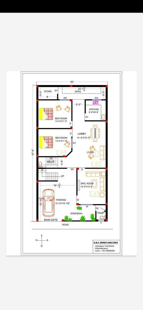 West facing 30x60 house plan with double car parking 30x60 House Plans West Facing, West Facing House, Prophets In Islam, Unique House Plans, Duplex Plans, Cabin House, I Still Remember, Duplex House Plans, Enchanted Rose