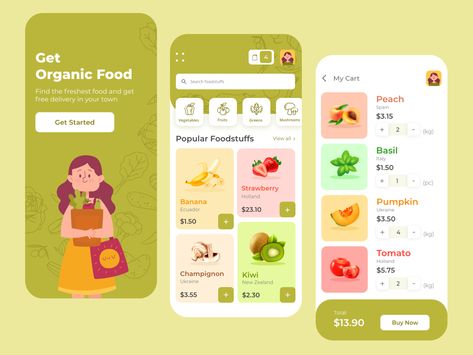 Fresh Market | Shopping App by Yelyzaveta Baranenko การออกแบบ Ui Ux, Application Ui Design, Ui Ux 디자인, Visuell Identitet, Ux App Design, App Design Layout, Mobile App Design Inspiration, App Interface Design, Ux Design Inspiration