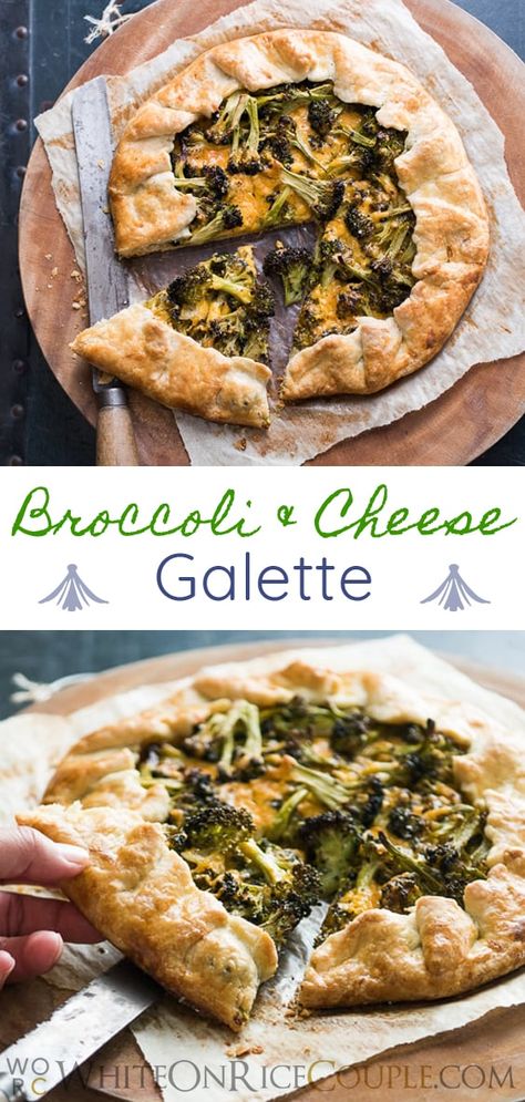 Broccoli Cheddar Galette Recipe or delicious Savory Cheddar Broccoli Pie @whiteonrice Savory Gallette Recipe Easy, Savory Galette Recipe, Savory Crostata, Broccoli Cheese Recipes, Galette Recipe Savory, Tart Savory, Broccoli Pie, Mac And Cheese Easy, Savory Galette