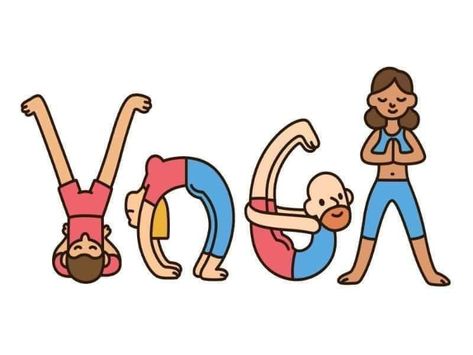 Yoga day Preschool Yoga, Happy Yoga Day, Preschool Poems, Body Cartoon, Yoga Cartoon, Yoga Drawing, Yoga Tee Shirt, Funny Illustrations, Indian Funny