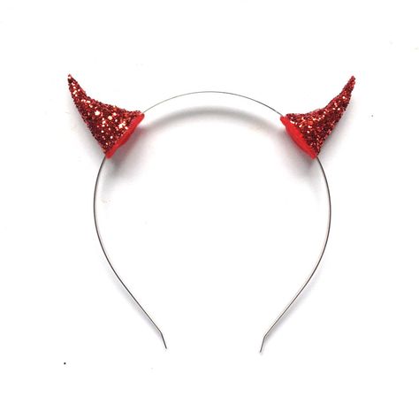 Horns Headband, Red Hair Accessories, Hair Accessories Red, Headband Diy, Headband Crown, Felt Crown, Horn Headband, Devil Horns, Glitter Headbands