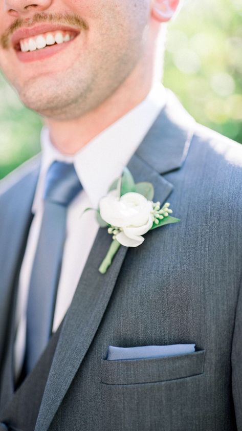 Slate blue and grey groomsman outfit. Photo by www.jennaphoto.com #groomsman #groomsmen #bluewedding #slatebluewedding #dustybluewedding #greysuit #bluetie #greyandbluegroomsmen #bluegroomsmen Dark Grey Suit With Dusty Blue Tie, Grey And Dusty Blue Groomsmen Attire, Dusty Blue Wedding Menswear, Slate Blue Wedding Party, Grey Tux Wedding, Slate Grey Suit, Winter Wedding Suits, Grey Suit Blue Tie, Md Suits