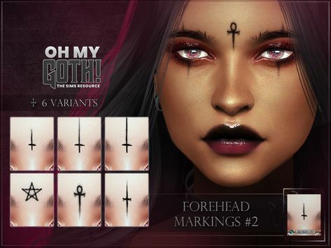 Sims 4 Cc Goth Eyeliner, Sims 4 Goth Makeup, Forehead Markings, Emo Piercings, Ts4 Mod, Goth Piercings, Sims 4 Cc Goth, Cc Accessories, Sims 4 Tattoos