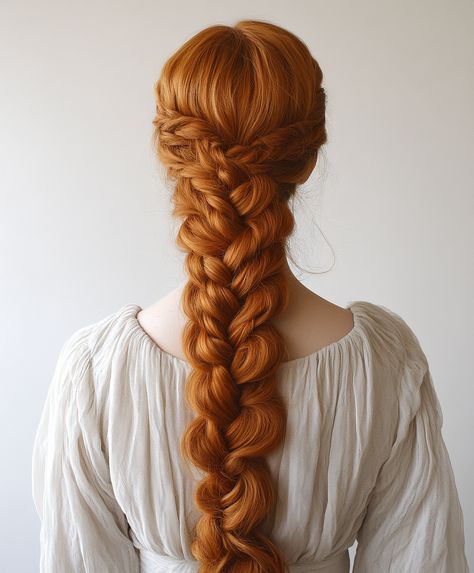 Ginger Boho French Braids 🌻🍃 Braided Ginger Hair, Strawberry Blonde Hair Braid, Ginger Updo, Red Hair Braids, Redhead Braid, Ginger Braids, Wavy Ponytail, French Braids, Mha Oc