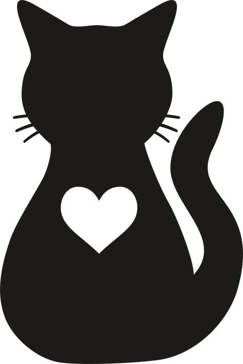 Silhouette Chat, Cat With Heart, Patriotic Words, Cat Template, Mirror Tile, Idee Cricut, Heart Decals, Loving Heart, Cat Quilt