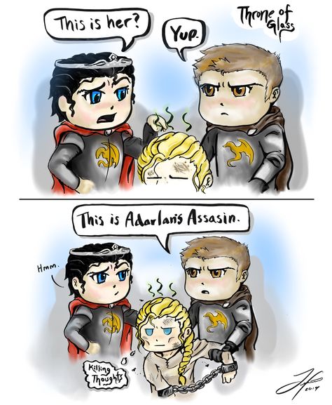 A comedic Chibi scene from the first throne of glass books! Art by Cinders of Winter.  #throneofglassseries #aelinashryvergalathynius #chaolwestfall #dorianhavilliard Throne Of Glass Chaol And Celaena, Chaol And Celaena, Tower Of Dawn, Sjm Universe, Throne Of Glass Quotes, Acotar Funny, Throne Of Glass Fanart, Throne Of Glass Books, Empire Of Storms