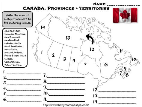 Canadian Provinces and Territories Worksheet - Thrifty Mommas Tips Canada Worksheet, Grade 4 Math Worksheets, Geography Of Canada, Canada For Kids, Canadian Social Studies, Grade 4 Math, Map Quiz, About Canada, Geography Worksheets