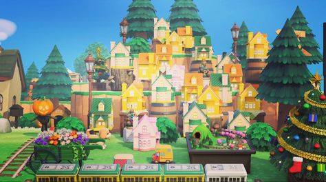 Acnh Tiny House, Wizard Of Oz Animal Crossing, Acnh Dollhouse Village, Town Layout, Duck Island, City Builder, Miniature Items, Town Ideas, Tiny Village