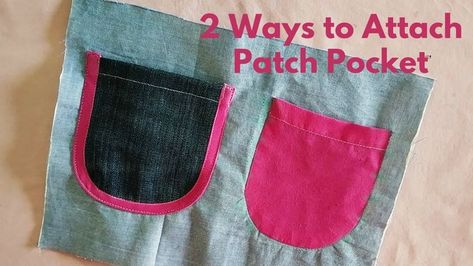 In this video learn two methods for creating crisp and professional patch pockets. First one is patch pocket without top stitching. Such type of pocket has name bluff pocket because it looks as if it’s glued on fabric of garments. The second one is patch pocket with edging. #PatchPocketTutorial #HowToSewPatchPocket #HowtoAttachPatchPocket #BluffPatchPocket #PatchPocketStitching #SewingTipsforBeginners #PatchPocket #sewingforbeginners #learntosew #sewingprojects #easysewing #simplesewingprojects Type Of Pocket, Sewing Pockets, Sewing Tips And Tricks, Cute Patches, Pocket Pattern, Sewing Projects For Beginners, Easy Sewing Projects, Sewing Tips, Sew On Patches