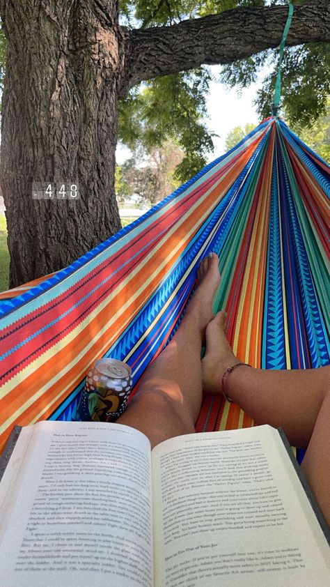 Hammock Book Aesthetic, Reading In A Hammock Aesthetic, Summer Hammock Aesthetic, Hammock Instagram Pictures, Reading In The Summer, Hammocking Aesthetic, Reading In Hammock, Laying In Hammock, Reading Outside Aesthetic