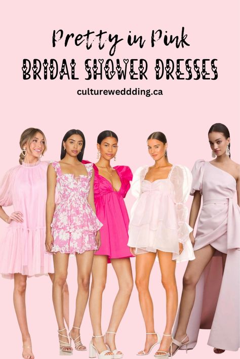 Pink Bridal Shower Dress For Guest, Pink Bridal Shower Outfit, Pink Bridal Shower Dress, Shower Dress For Bride, Engagement Party Outfit, Pink Party Theme, Reception Dresses, Pink Showers, Bridal Shower Outfit