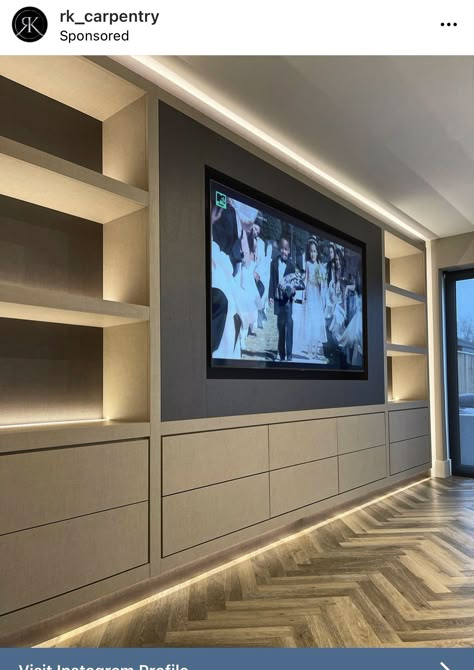 Built In Tv Wall Unit, Media Wall Ideas, Media Walls, Tv Fal, Tv Wall Cabinets, Tv Built In, Wall Unit Designs, Media Room Design, Feature Wall Living Room