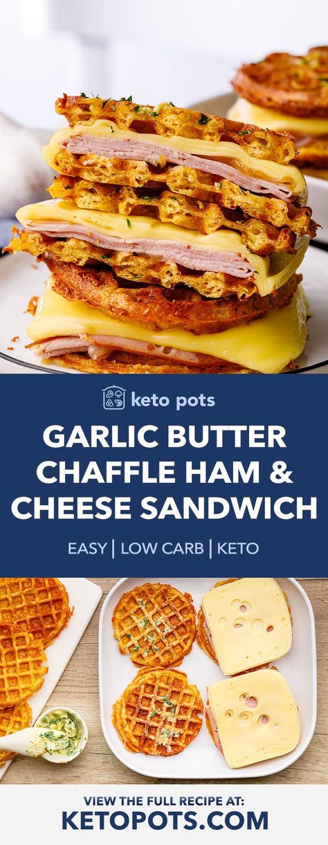 Ham And Cheese Chaffle, Ketobiotic Recipes, Eat Well 101, Cheese Chaffle, Cartoon Selfie, Keto Sandwiches, Eat Like A Bear, Grilled Ham And Cheese, Homemade Garlic Butter